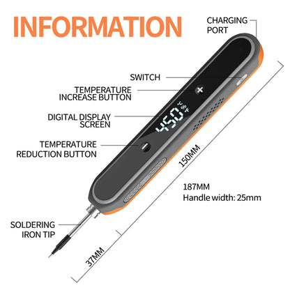 Type-C Digital Soldering Iron Kit - Adjustable Temperature Mini Electric Repair Tool with Fast Heating