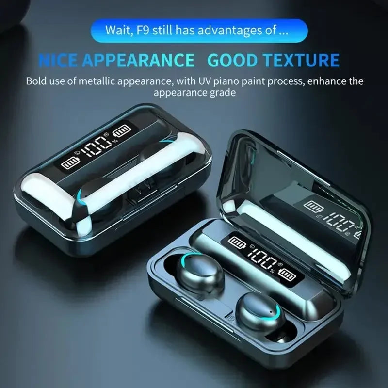 F9 5C TWS Wireless Bluetooth Earbuds – Waterproof Headphones with Digital Display & Large-Capacity Charging Case