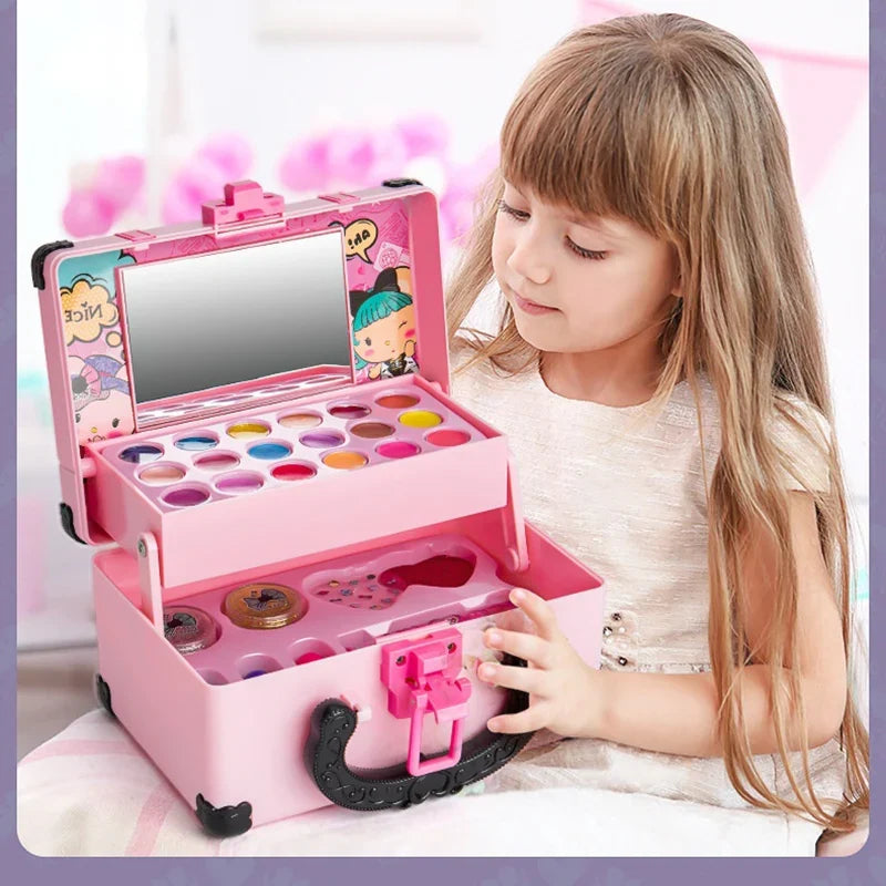 Kids Pretend Makeup Set - Princess Cosmetics Toy Kit with Lipstick & Eyeshadow for Girls