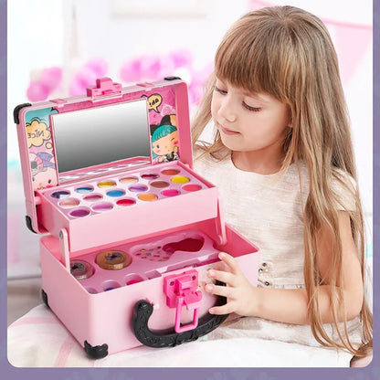 Kids Pretend Makeup Set - Princess Cosmetics Toy Kit with Lipstick & Eyeshadow for Girls
