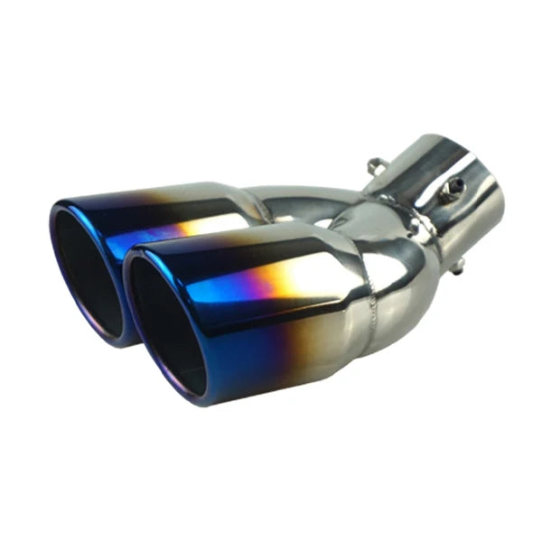 Universal 63mm Double-Barrel Car Exhaust Tip — Black Titanium Stainless Steel Tail Pipe Muffler Outlet, Auto Accessories
