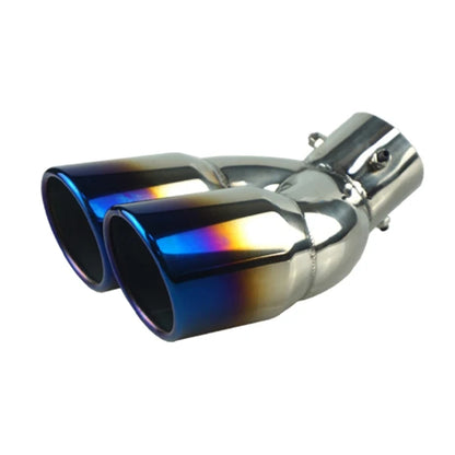 Universal 63mm Double-Barrel Car Exhaust Tip — Black Titanium Stainless Steel Tail Pipe Muffler Outlet, Auto Accessories