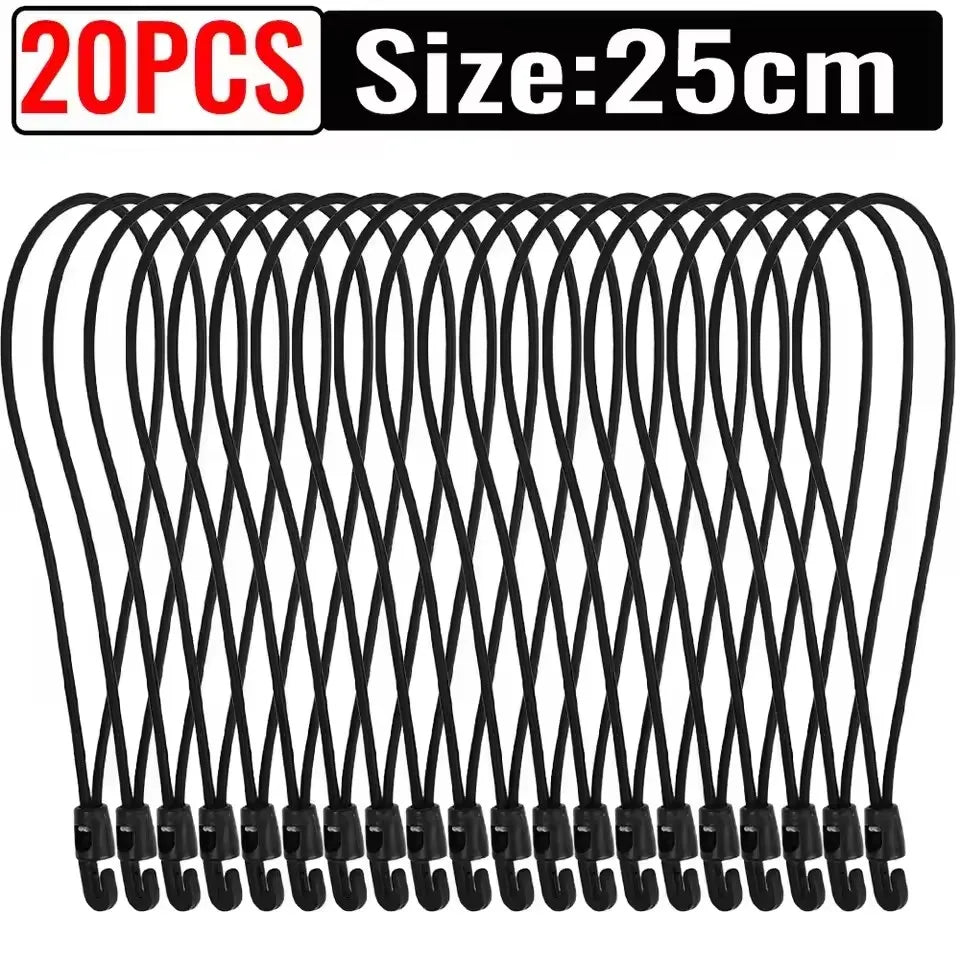 Elastic Nylon Bungee Cord Straps – Durable 10cm/15cm/25cm Fixing Bands for Flashlights, Maps & Outdoor Backpacking Gear (20/1pcs)