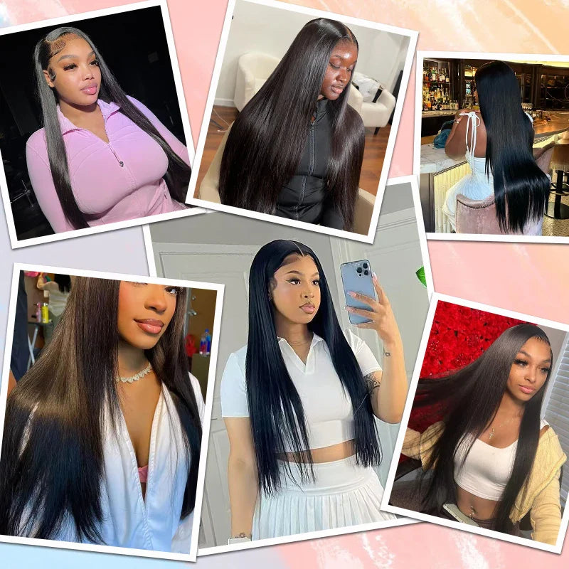 Straight Lace Front Wig – Brazilian Virgin Human Hair with Transparent Lace Frontal for Women