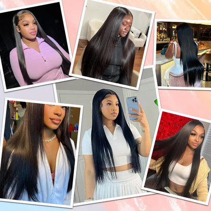 Straight Lace Front Wig – Brazilian Virgin Human Hair with Transparent Lace Frontal for Women