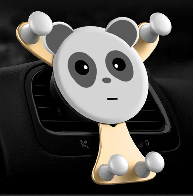 Gravity Car Phone Holder – Air Vent Clip with Smile Face Bear, Mobile Stand for iPhone, Samsung, and GPS Devices