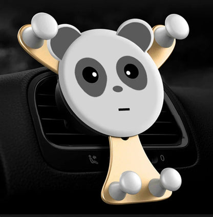 Gravity Car Phone Holder – Air Vent Clip with Smile Face Bear, Mobile Stand for iPhone, Samsung, and GPS Devices