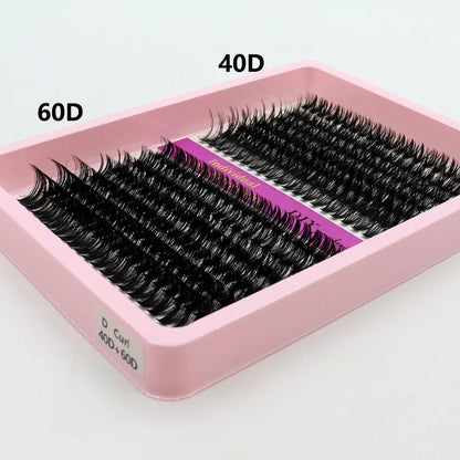 40D–100D Segmented Tufted Eyelashes – 14 Rows Mixed 10–16mm Black Matte DIY Grafted False Eyelash Extensions for Volume Makeup Look