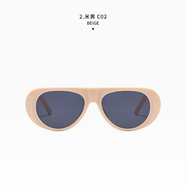 Fashion Retro Oval Large Frame Sunglasses — Minimalist Design UV-Resistant Eyewear for Women