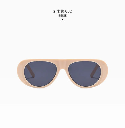 Fashion Retro Oval Large Frame Sunglasses — Minimalist Design UV-Resistant Eyewear for Women