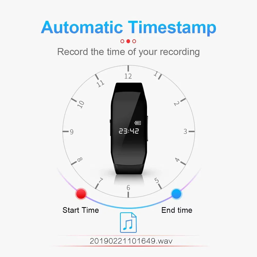 8-256GB Video Mini Camera Watch – Audio Voice Recorder Wristband with USB Flash Drive & Noise Reduction