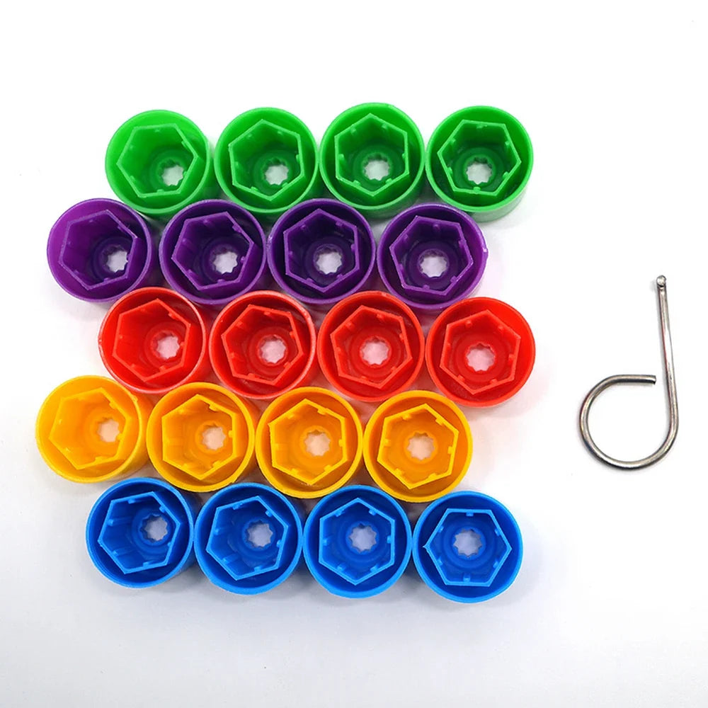 20pcs 17mm Wheel Lug Nut Bolt Cap Covers: Black Exterior Protection Accessories with Removal Tool - VW Beetle Audi Skoda