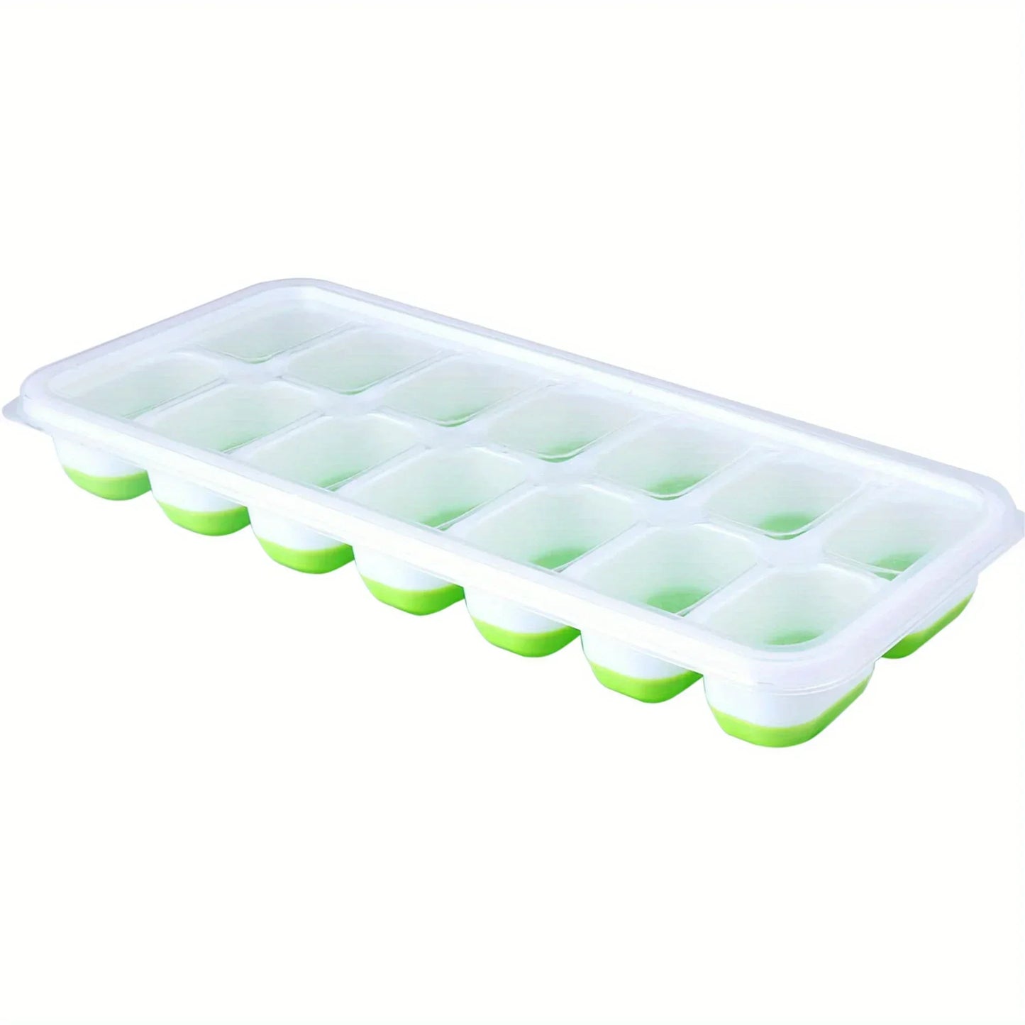 Silicone Ice Cube Mold – Easy-Release Flexible Tray with Spill-Resistant Removable Lid, Stackable Ice Trays with Covers