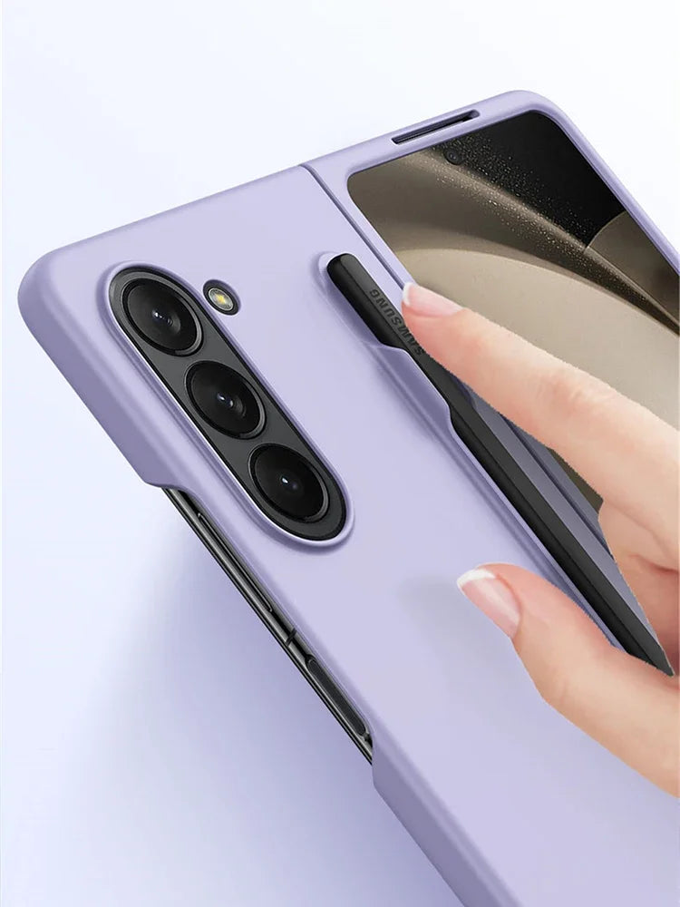 Skin Feel Slim Case for Samsung Galaxy Z Fold 6/5/4/3 – Hard Plastic Shockproof Cover with Stylus Pen Slot Holder
