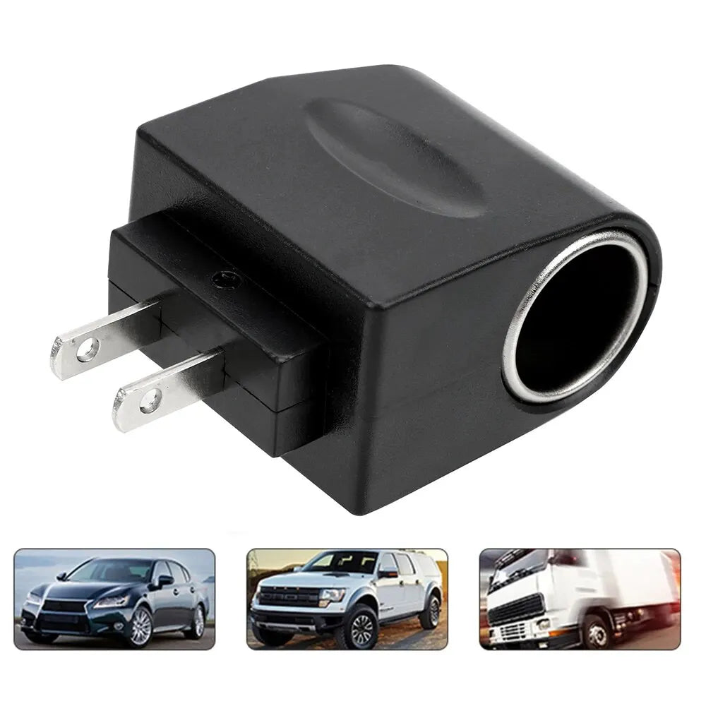AC 220V to DC 12V Car Cigarette Lighter Adapter - Auto Accessories Converter with EU/US Plug, Black Interior Parts