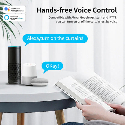 Smart Tuya WiFi/ZigBee Electric Curtain Shutter Motor – 22.5CM, RF Remote, App Control, Alexa, Google Assistant & SmartThings Compatible