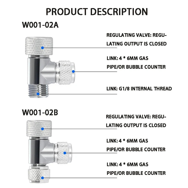 ZRDR Aquarium CO2 Bubble Counter – CO2 Generator Regulator with Single/Double Head Fine-Tuning Valve