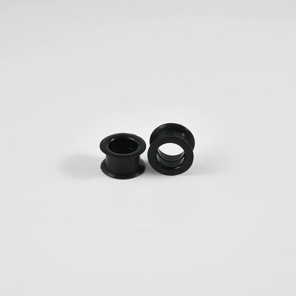 Pair of Supersize Black Silicone Double Flared Ear Tunnel Plugs — Flesh Gauge Expander Stretchers for Piercing