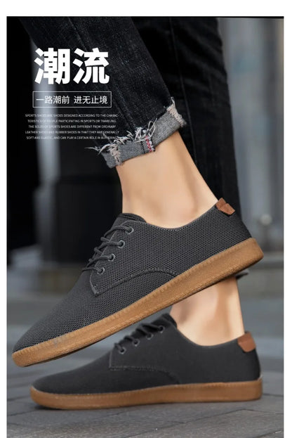 Men’s Canvas Casual Sneakers — Lightweight Slip-On Vulcanized Flats & Loafers, Comfortable Trainers Shoes