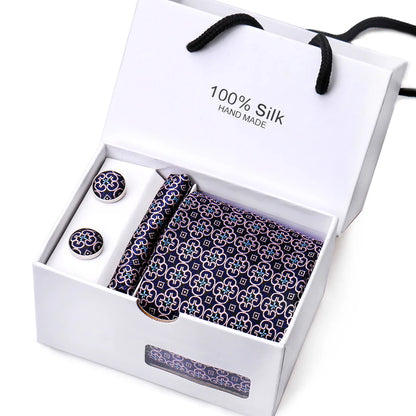 Men's Tie Set – Paisley Ties in a Box with Pocket Square and Cufflinks – Luxury Wedding, Business, Formal Suit Tie Gift