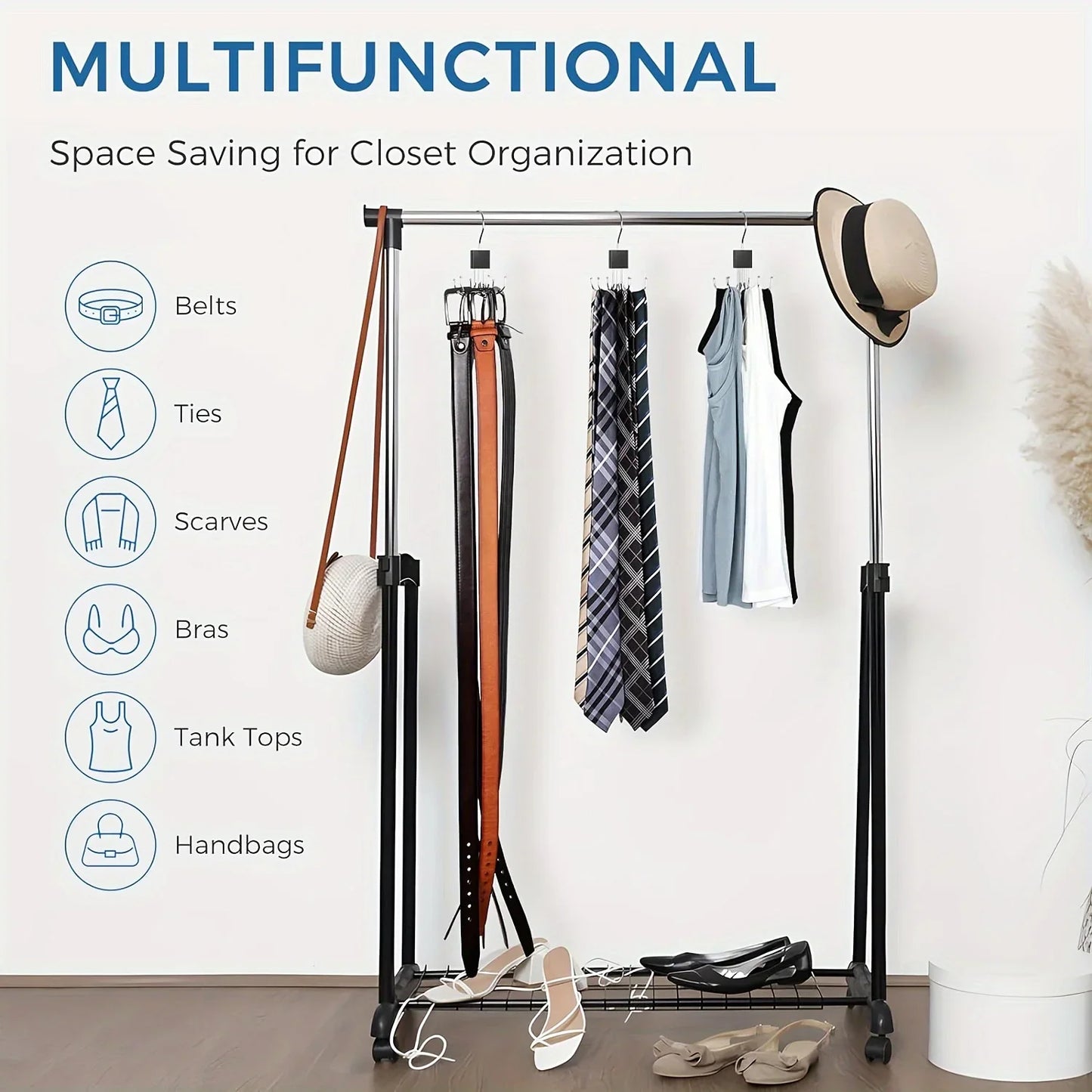 1/2 Piece Multifunctional Metal Hook – Multi-Claw Bag & Tie Storage for Scarves, Belts, and Home Organization
