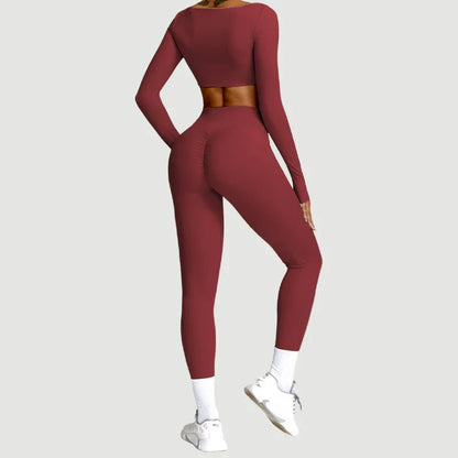 2PCS Yoga Suit Sports Set for Women, Quick-Drying Gym Set, Tracksuit, Running Workout, Long Sleeve Sports Shirt and Yoga Clothing