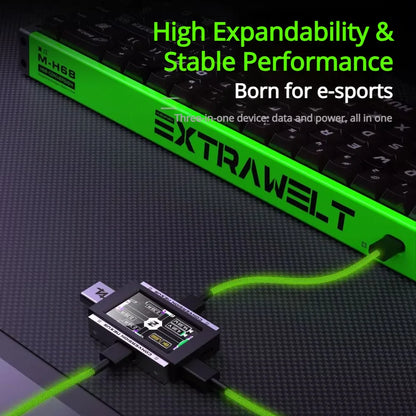 HUESPARK & HMLAB PIEXLHUB 1-to-3 USB Gaming Hub – 8K Stable Power Supply for Trendy Desk Setup, Designed for Gamers