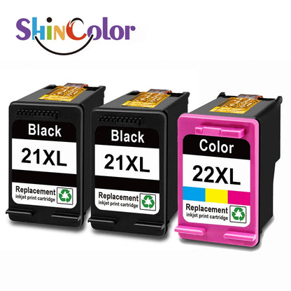 ShinColor Remanufactured HP 21 & 22XL Ink Cartridges Color Replacement for HP DeskJet 3940, 3920 Printers – High Quality Inkjet Set