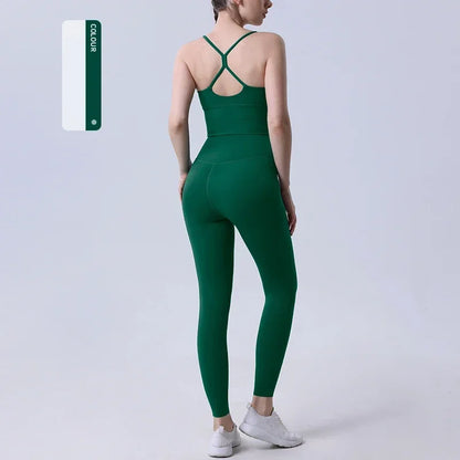 2-Piece Women’s Yoga Tracksuit – Athletic Pilates Fitness Set with Sports Bra & Leggings for Gym Workout