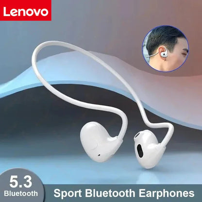 Lenovo Bluetooth 5.3 Wireless Bone Conduction Earphones — Waterproof Stereo Sports Earphones with Microphone, Over-Ear Design