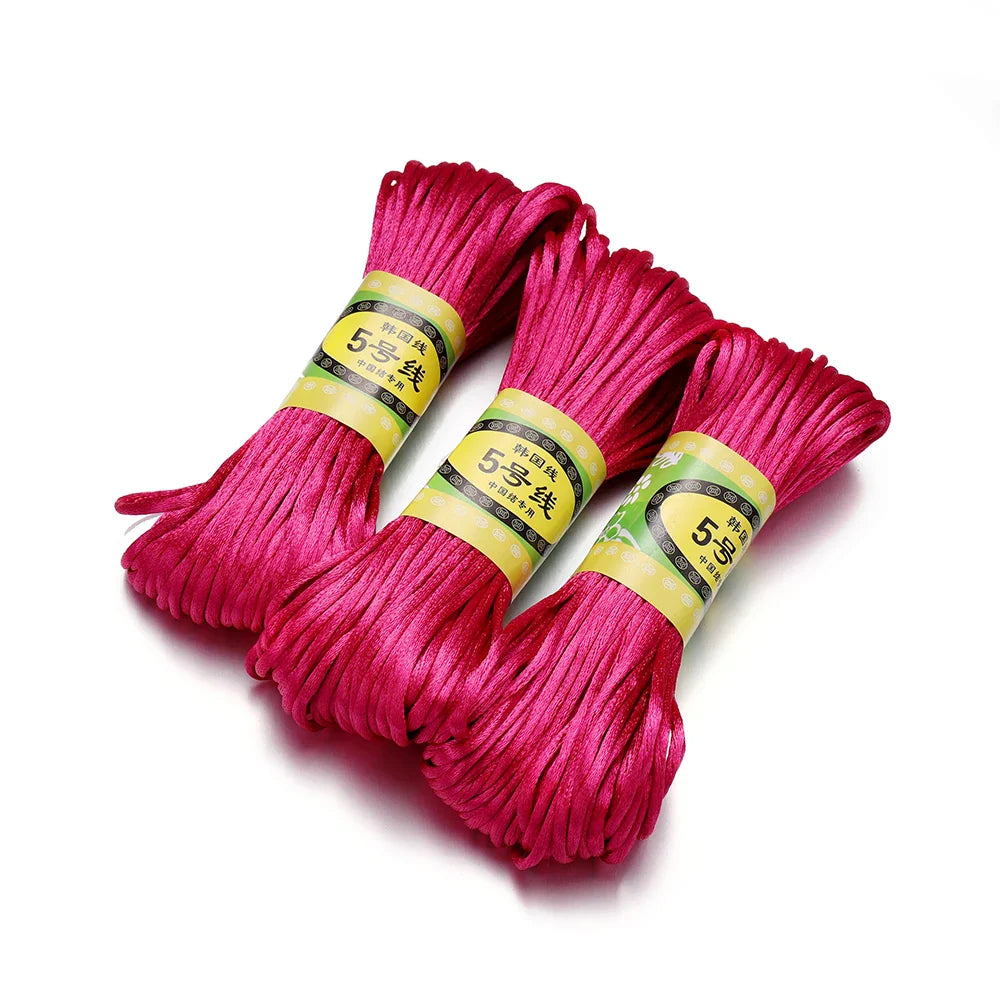 20m/Lot Chinese Knotting Silk Macrame Cord – 1.5mm & 2mm Nylon Black Satin Beading & Shamballa Thread