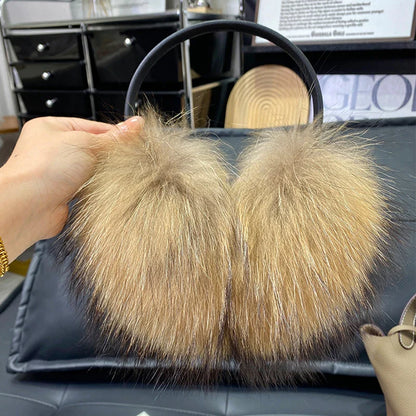 Women’s Winter Real Fox Fur Earmuffs & Scarf – Dual-Use Plush Outdoor Warmer with Genuine Fur