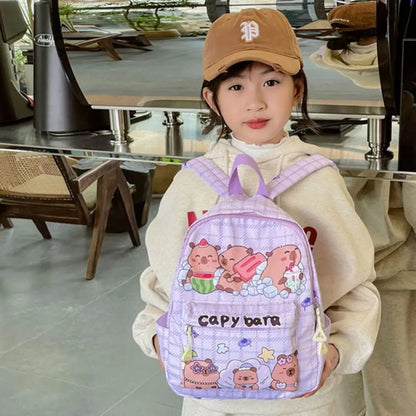 Cute Capybara Backpack | Large Capacity, Breathable Nylon Schoolbag for Students, Women & Girls, Ultra-Light Book Bag