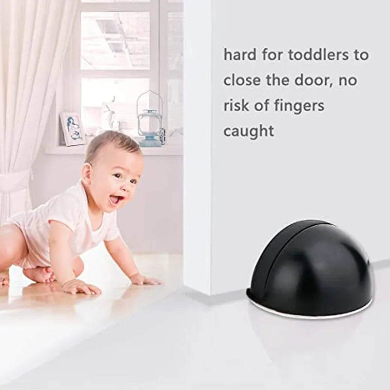 Stainless Steel Magnetic Door Stopper - Punch-Free, Magnetic Suction, Semi-Circle Rubber Anti-Collision Door Touch Stop"