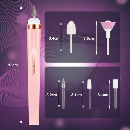 YIKOOLIN 5-in-1 Electric Nail Polish Drill – USB Rechargeable Portable Manicure Set for Exfoliation & Polishing, Nail Salon Tool