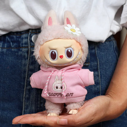 17cm Labubu Clothes - Heart-Beating Sweatshirt for Macaron Labubu Dolls
