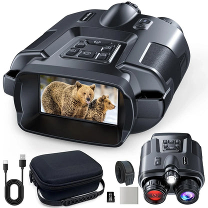 4K Night Vision Binoculars with 32GB, 8X Digital Zoom & Infrared Goggles – 3” Screen Tactical Hunting & Camping