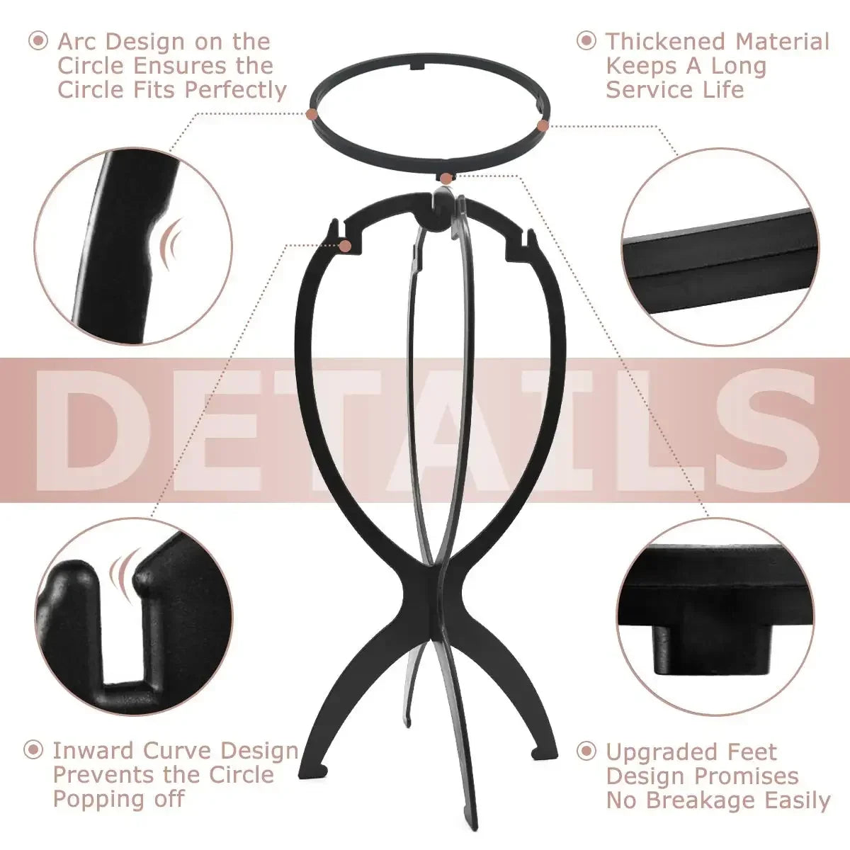 10Pcs Wig Stand Set - Portable Plastic Wig Cap Holder for Home, Salon & Travel Use