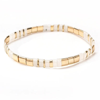 ZMZY Stone Tila Beads Elastic Bracelet for Women – 2025 Fashion Colorful Rainbow Miyuki Tile Bead Jewelry Gift Bracelet