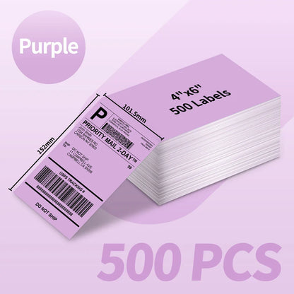 Phomemo 4x6 Thermal Shipping Labels – 500PCS Purple Fanfold Direct Thermal Labels, BPA-Free for Mailing Printer