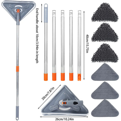 360° Rotating Triangle Wall Mop | Long Handle Adjustable Microfiber Mop for Dry & Wet Cleaning | Floor & Wall Dust Cleaner