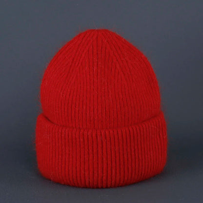 2024 Rabbit Fur Beanie – Soft Fluffy Winter Hat for Women, Angora Knitted Skullies, Warm Bonnet Knit Cap