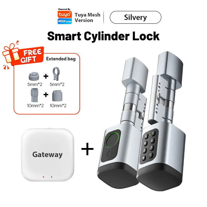 V1 Pro+ Smart Door Lock – TUYA App Adjustable Fingerprint, Password & RFID Cylinder for Home Security