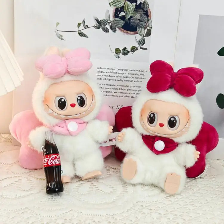 Labubu Plush Doll Costume Set — Oversized Bow & Angel Wings Design | Trendy Cartoon Outfit Accessories for Party Wear & Gift
