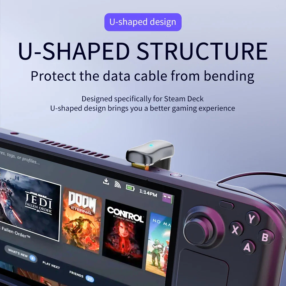 Steam Deck Type-C Adapter – USB-C Male to Type-C & USB Female Converter for Handheld Game Console
