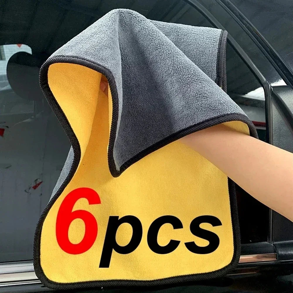 Microfiber Cleaning Towels – Thickened Soft Dual-Layer Car Wash & Drying Cloths (1/2/6/10pcs) Car Detailing Cleaning Rags
