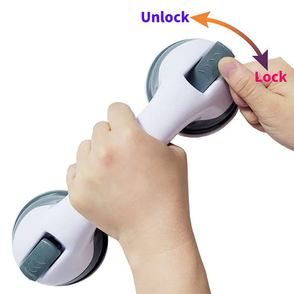 New Ultra Grip Shower Handle Grab Bars - Dual Locking Safety Suction Cups for Anti-Slip Support in Toilet and Bathroom