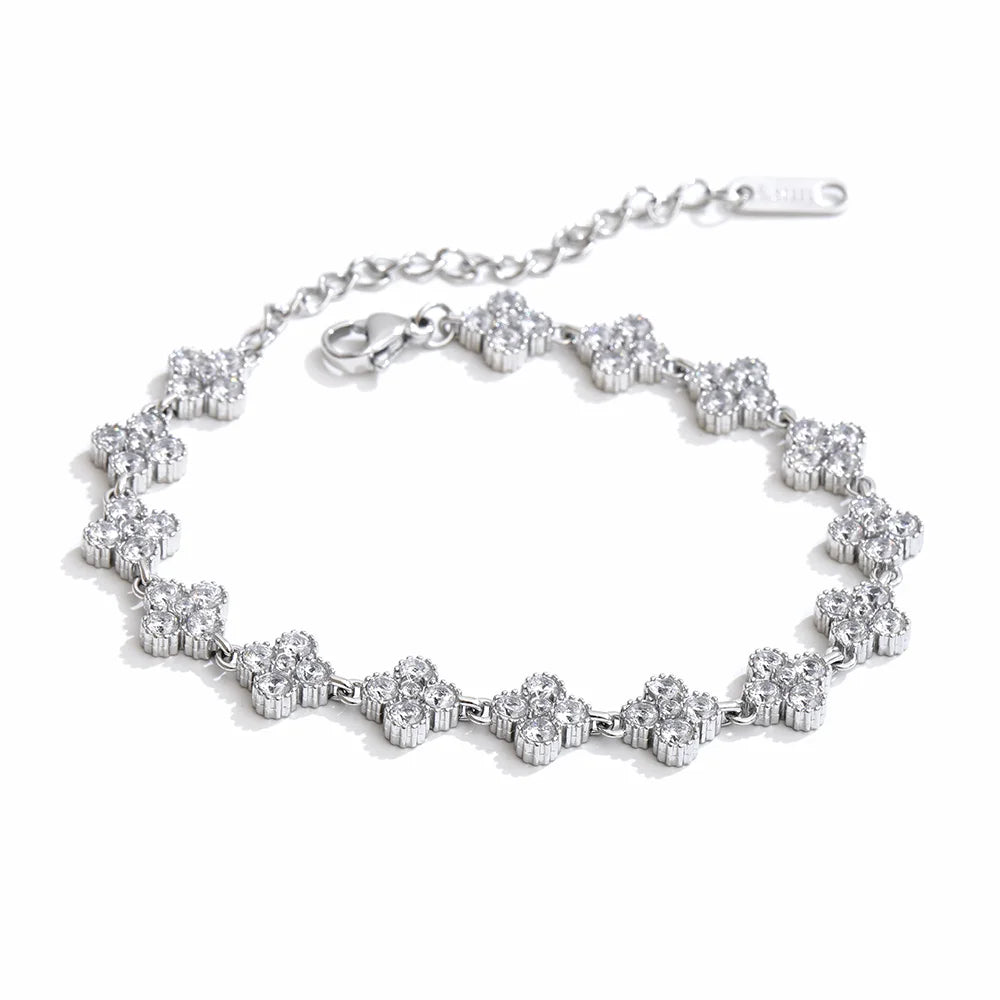 NiNice 316L Stainless Steel Cubic Zirconia Bracelet – Exquisite Minimalist Fashion Jewelry for Women, Elegant & Durable Design