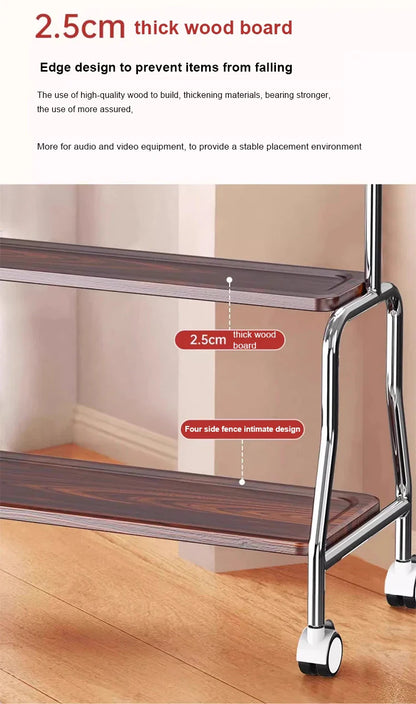 Rolling TV Stand on Wheels – Mobile Cart for 32–75in LCD & LED Flat/Curved TVs, Holds 110lbs, VESA 600x400mm