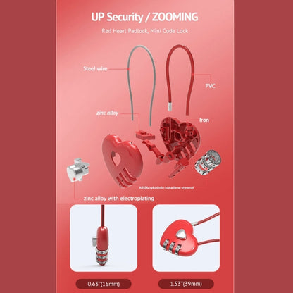 Love-Shaped Heart Code Padlock – Wedding Gift with Password Lock, Long Wire Rope for Trolley Case & Security